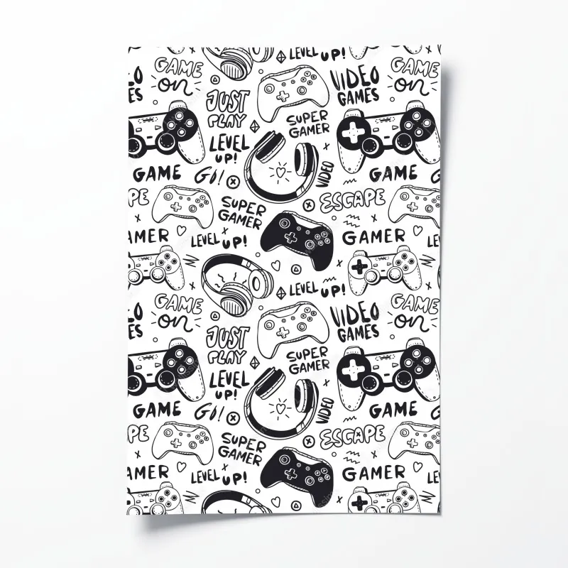 Plakat wzór gier wideo z kontrolerami