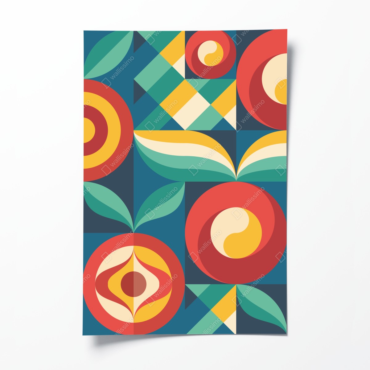 Poster vibrant geometric floral pattern