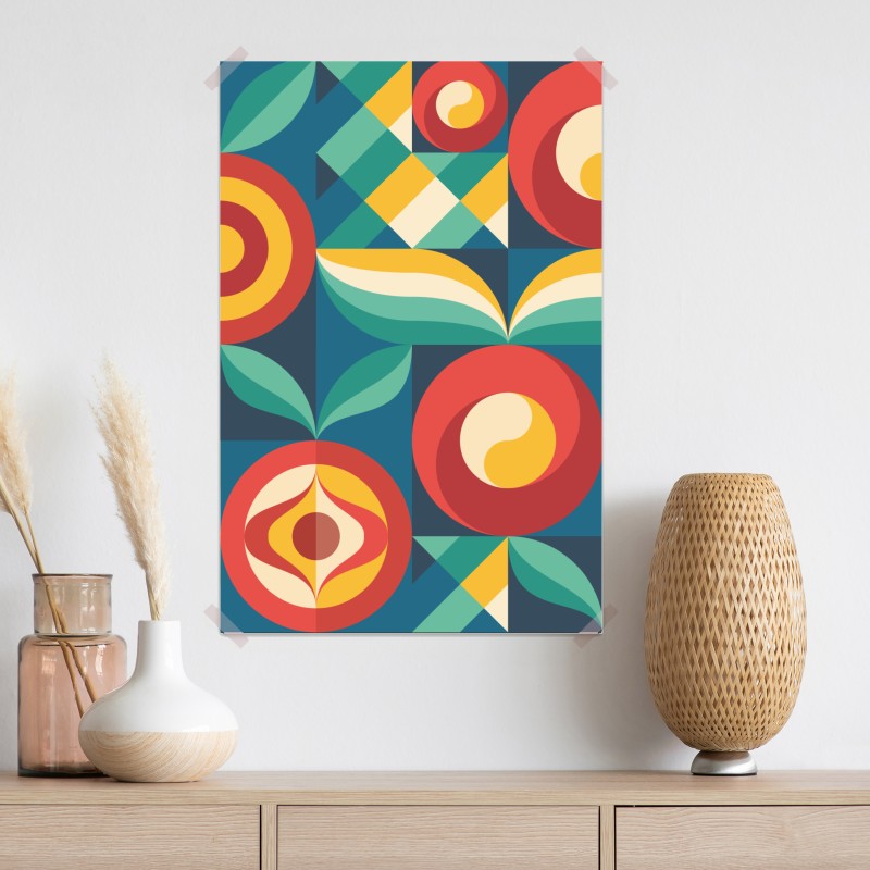 Plakat żywy geometryczny motyw kwiatowy – Wallissimo® Plakat żywy geometryczny motyw kwiatowy – Wallissimo®