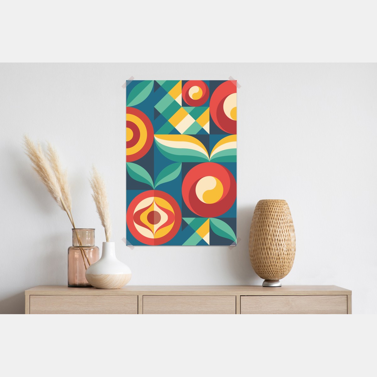 Plakat żywy geometryczny motyw kwiatowy – Wallissimo® Plakat żywy geometryczny motyw kwiatowy – Wallissimo®