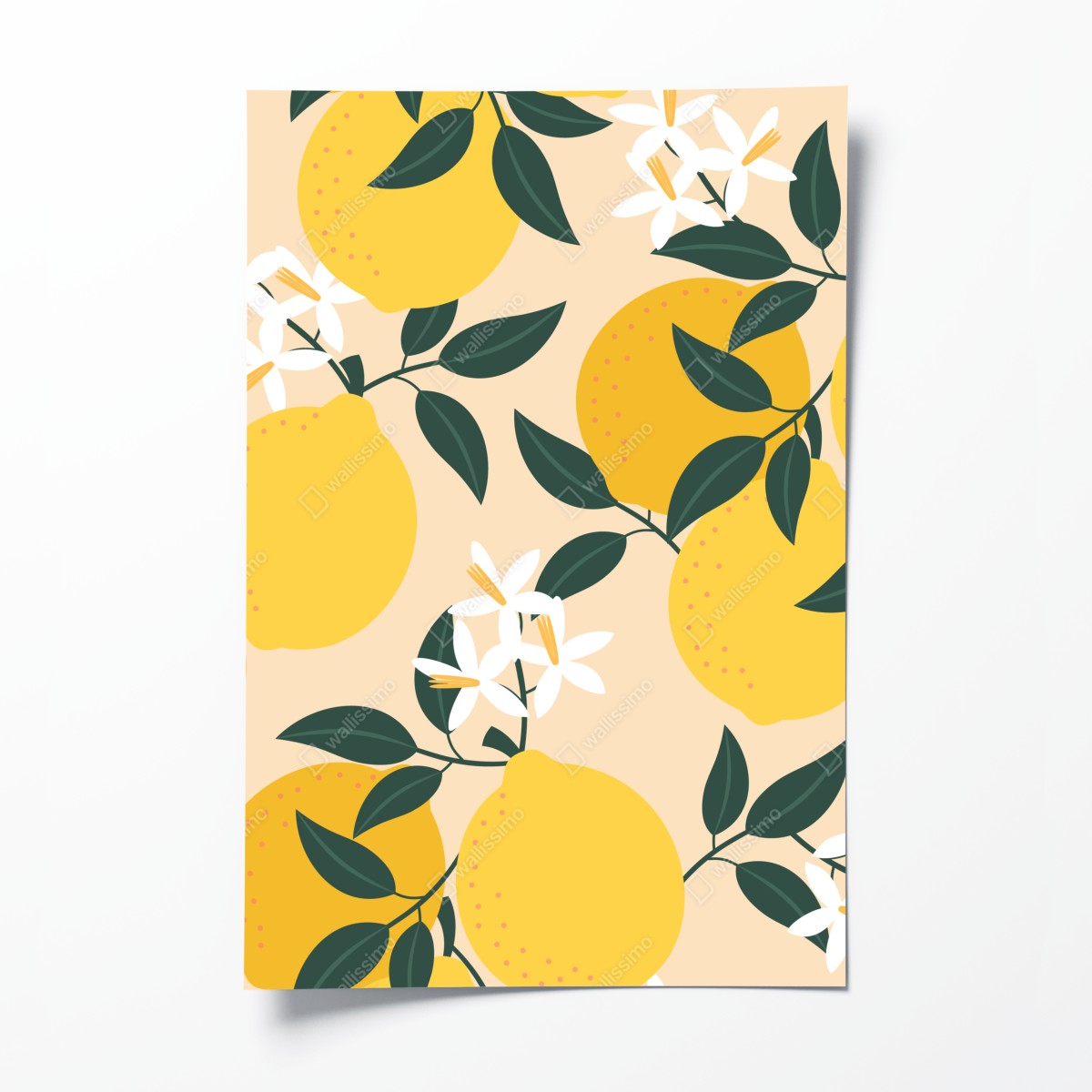 Poster bright lemon botanical pattern