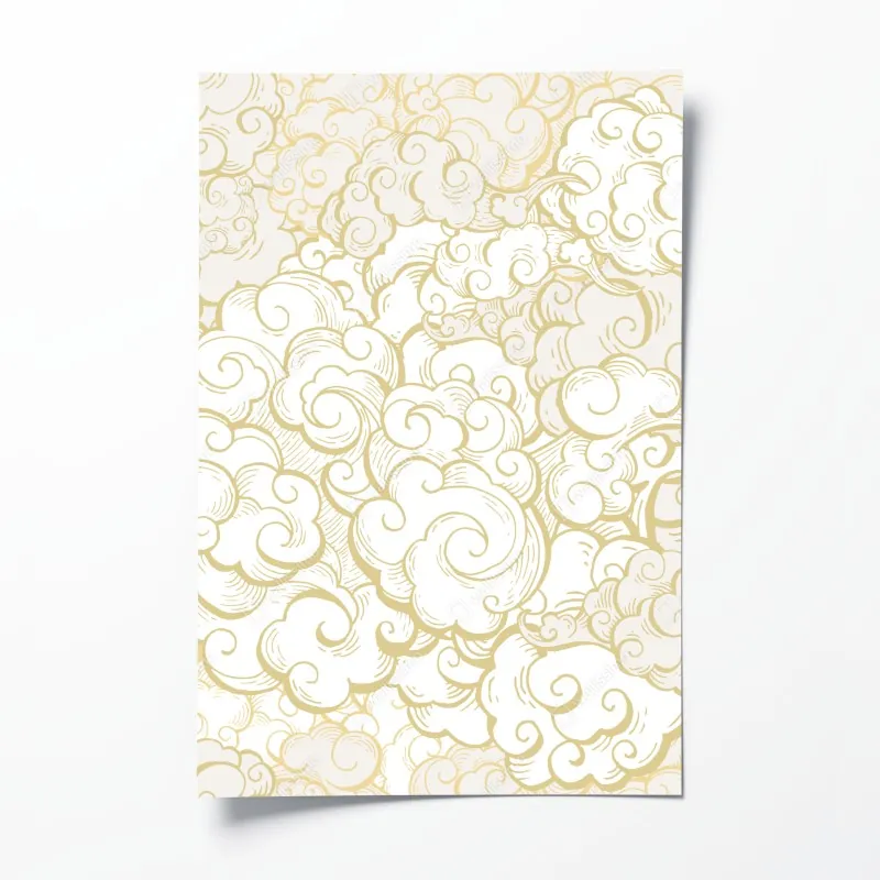 Plakat ornamentalny złoty wzór chmur