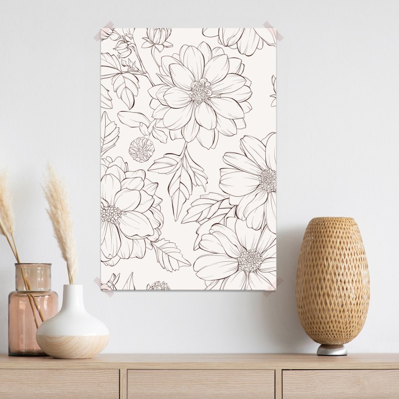 Plakat delikatny botaniczny rysunek kwiatowy – Wallissimo® Plakat delikatny botaniczny rysunek kwiatowy – Wallissimo®