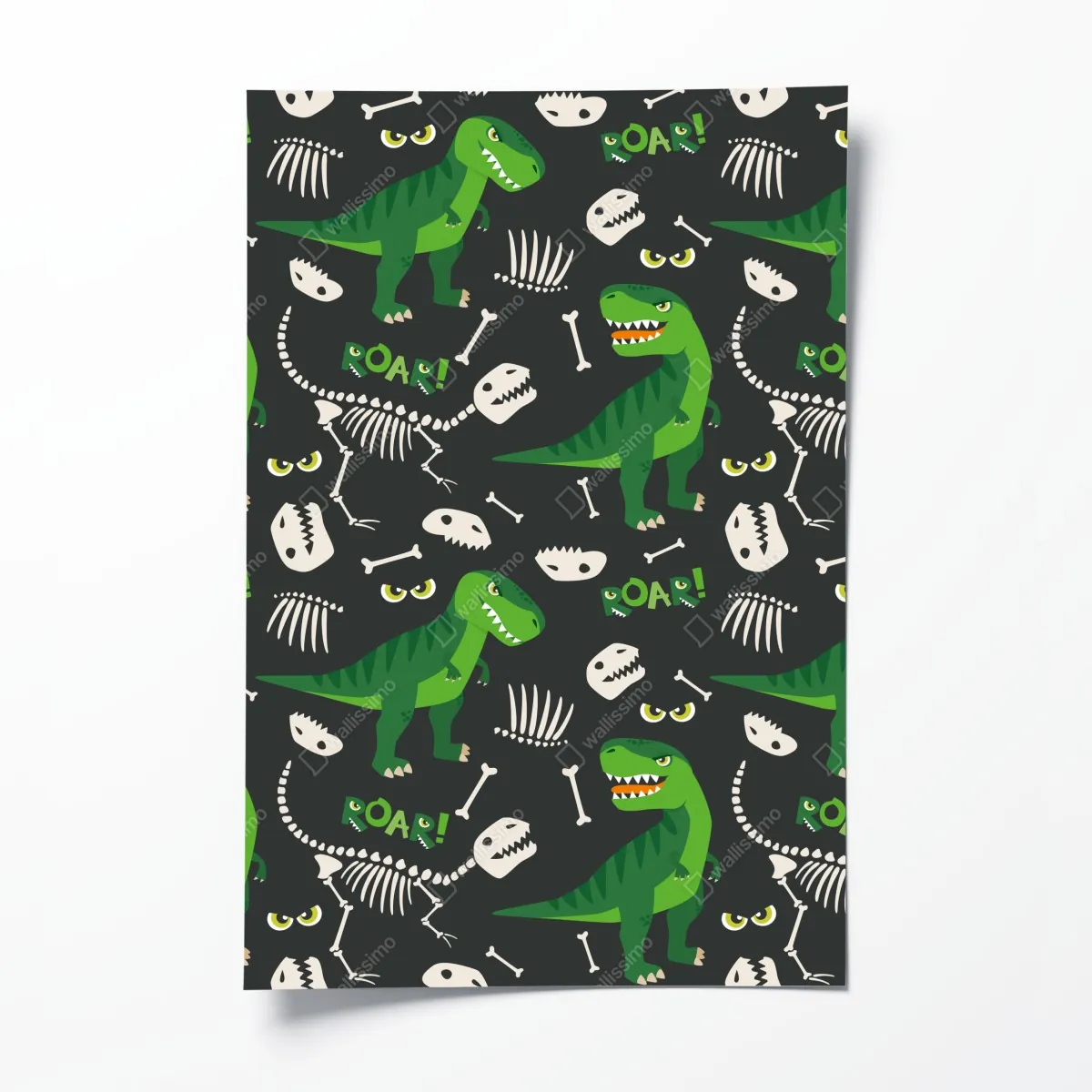 Plakat wesoły zielony t-rex wzór – Wallissimo® Plakat wesoły zielony t-rex wzór – Wallissimo®