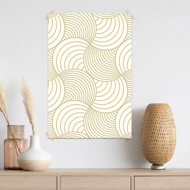 Plakat złoty art deco wzór okręgów – Wallissimo® Plakat złoty art deco wzór okręgów – Wallissimo®
