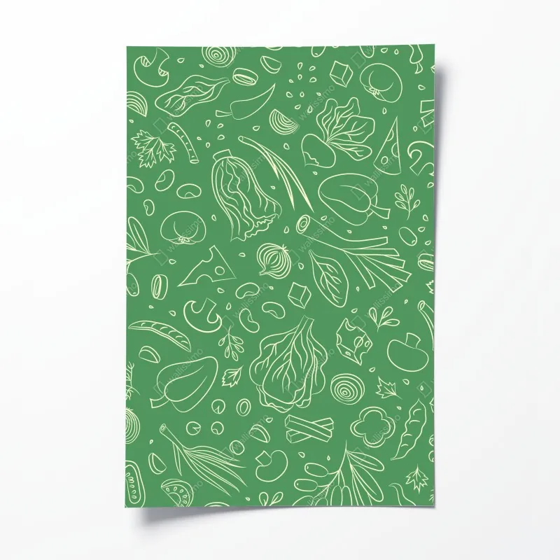 Plakat zielony wzór z warzywami