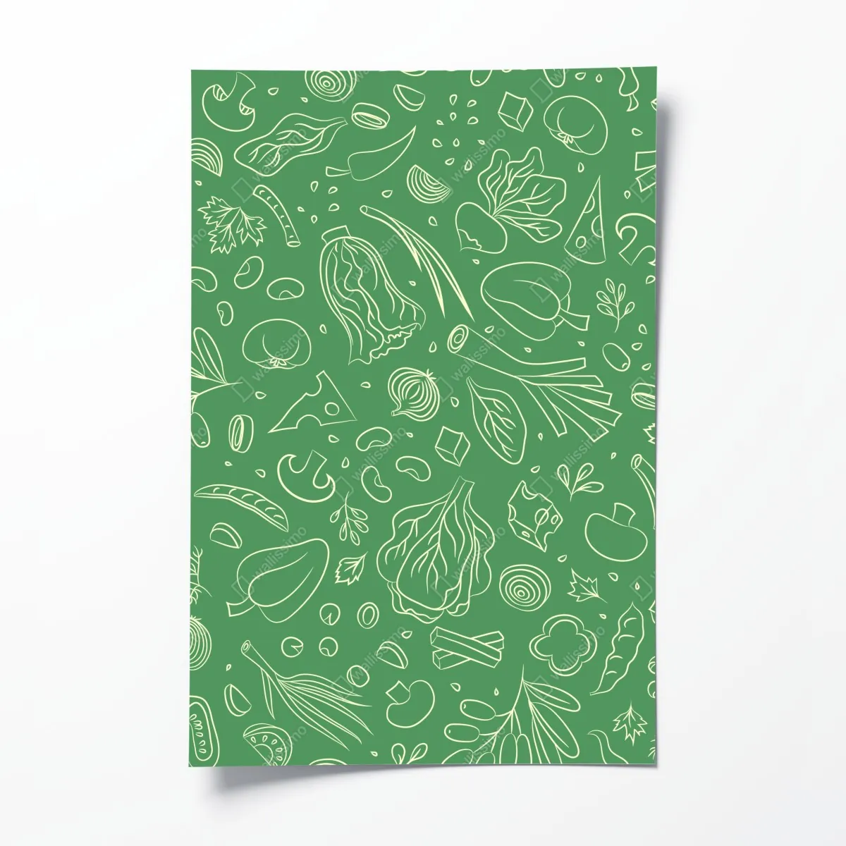 Plakat zielony wzór z warzywami – Wallissimo® Plakat zielony wzór z warzywami – Wallissimo®