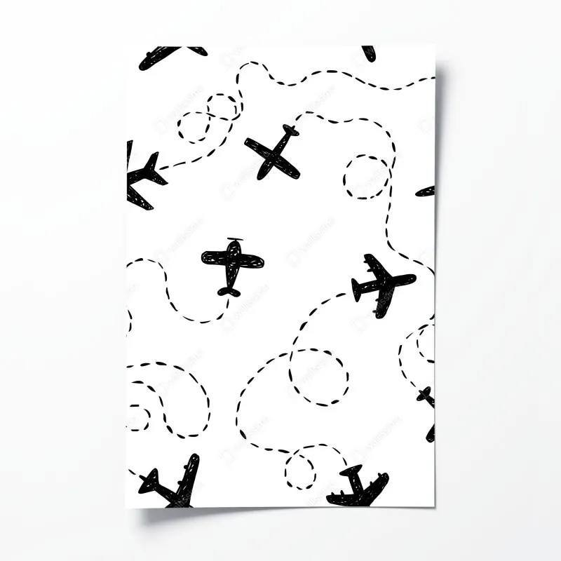 Plakat ręcznie rysowany wzór samolotów