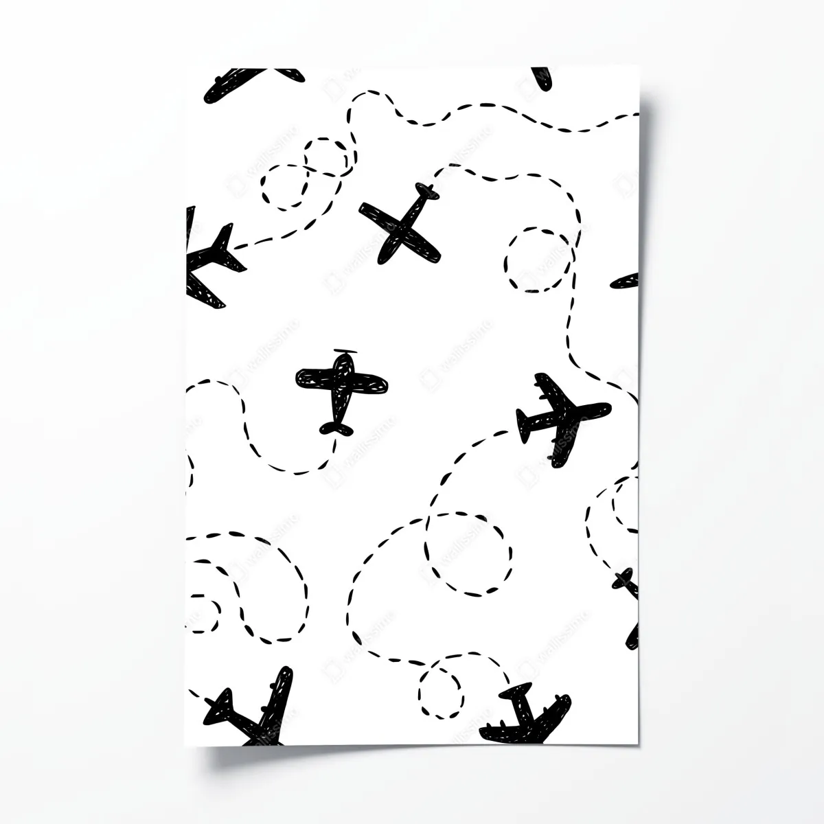 Plakat ręcznie rysowany wzór samolotów – Wallissimo® Plakat ręcznie rysowany wzór samolotów – Wallissimo®