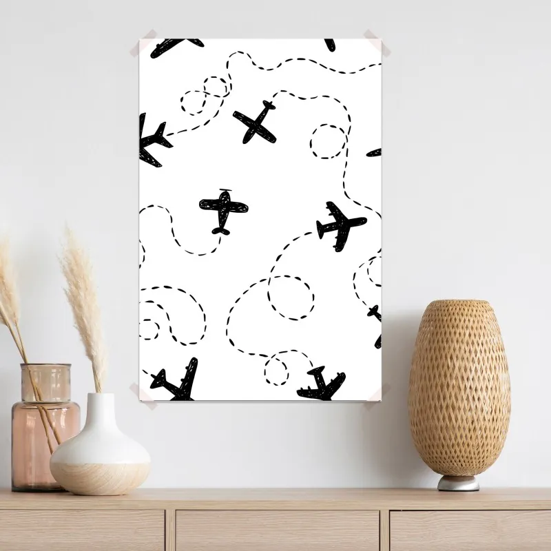 Plakat ręcznie rysowany wzór samolotów – Wallissimo® Plakat ręcznie rysowany wzór samolotów – Wallissimo®