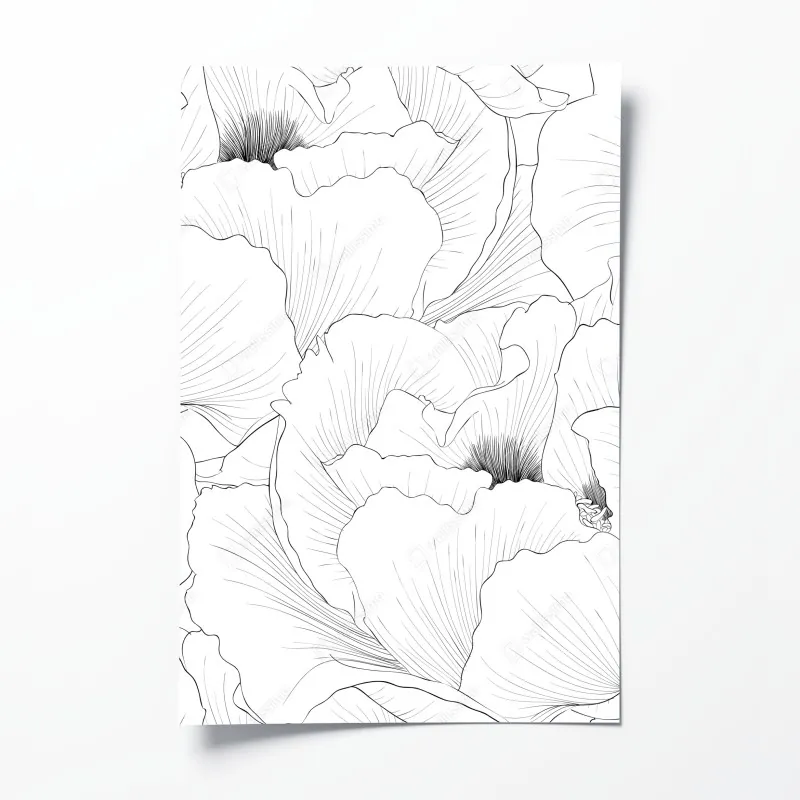 Plakat delikatny botaniczny rysunek kwiatowy