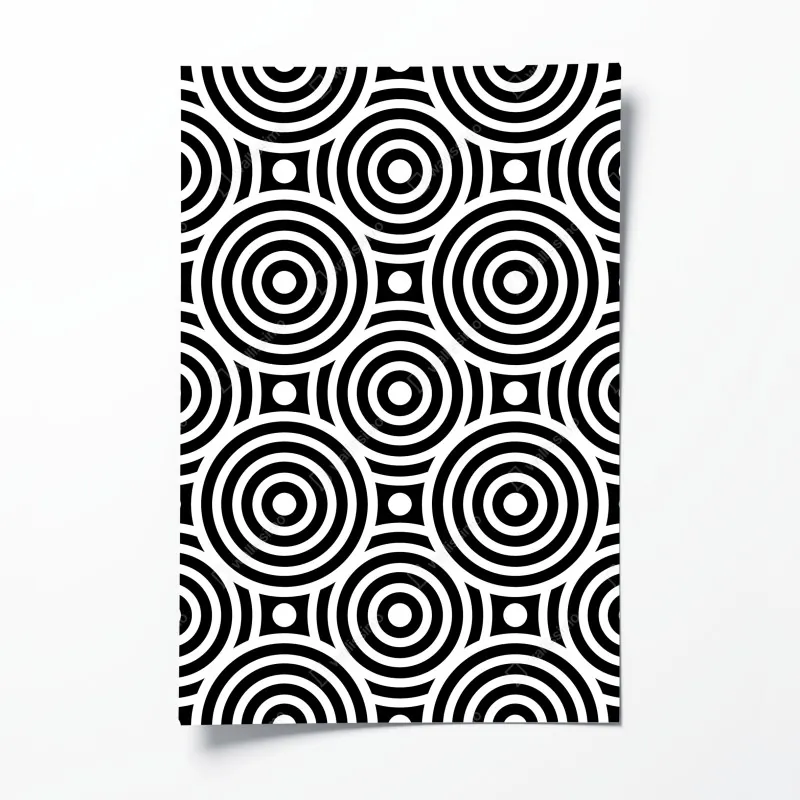 Plakat czarno-biały wzór koncentrycznych kół