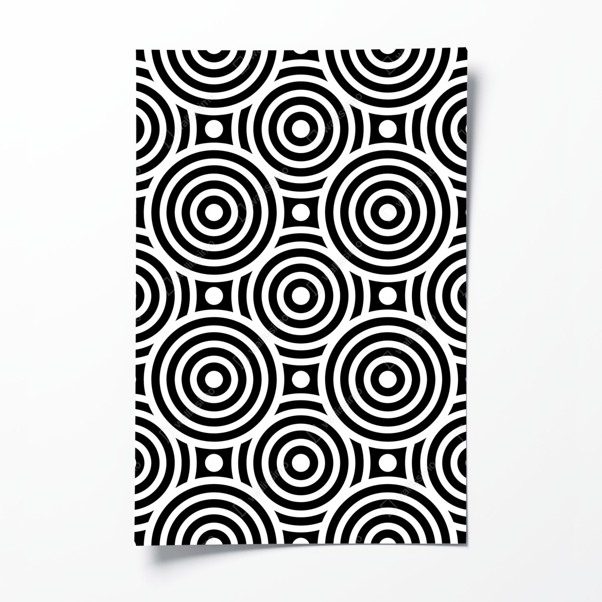 Poster black and white concentric circle pattern