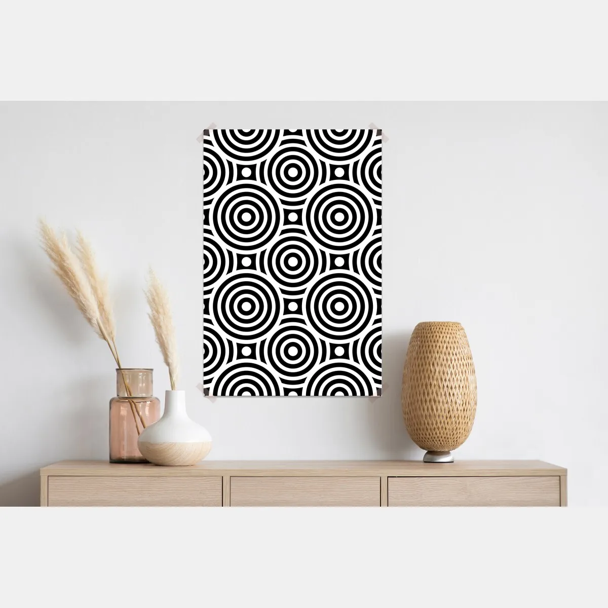 Plakat czarno-biały wzór koncentrycznych kół – Wallissimo® Plakat czarno-biały wzór koncentrycznych kół – Wallissimo®