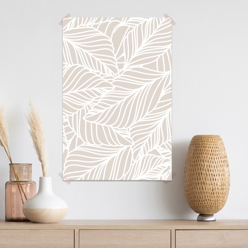 Plakat beżowy botaniczny wzór liści – Wallissimo® Plakat beżowy botaniczny wzór liści – Wallissimo®