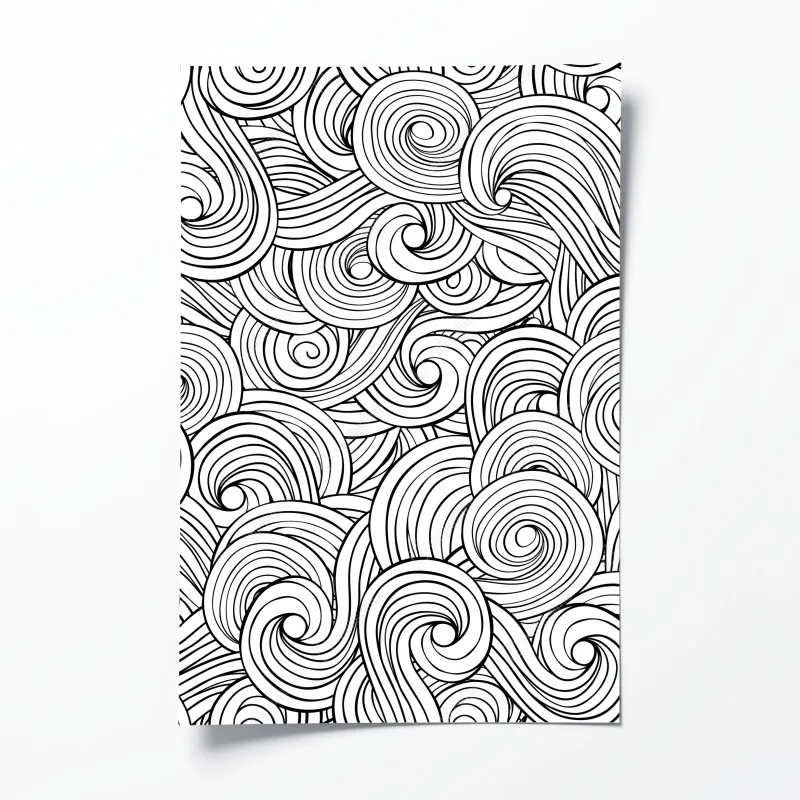 Plakat czarno-biały wzór ze spiralami