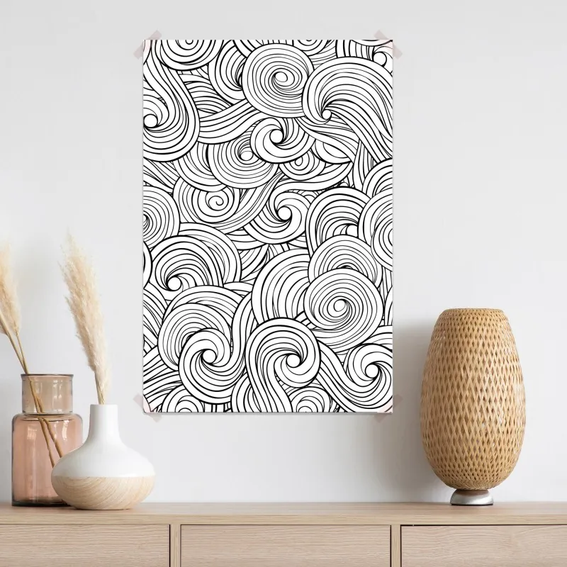 Plakat czarno-biały wzór ze spiralami – Wallissimo® Plakat czarno-biały wzór ze spiralami – Wallissimo®