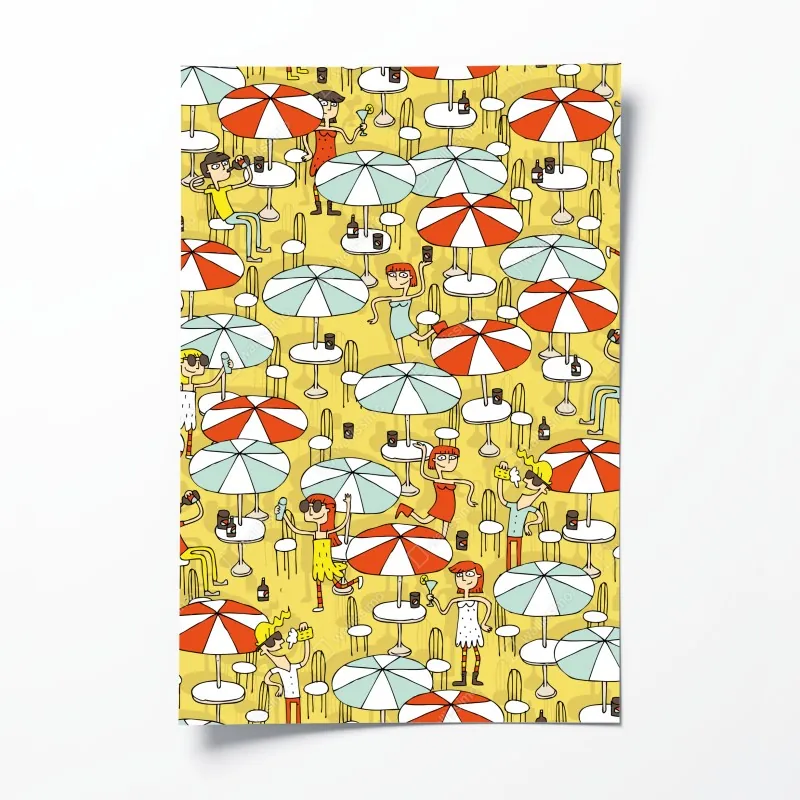 Plakat słoneczny wzór z parasolami plażowymi