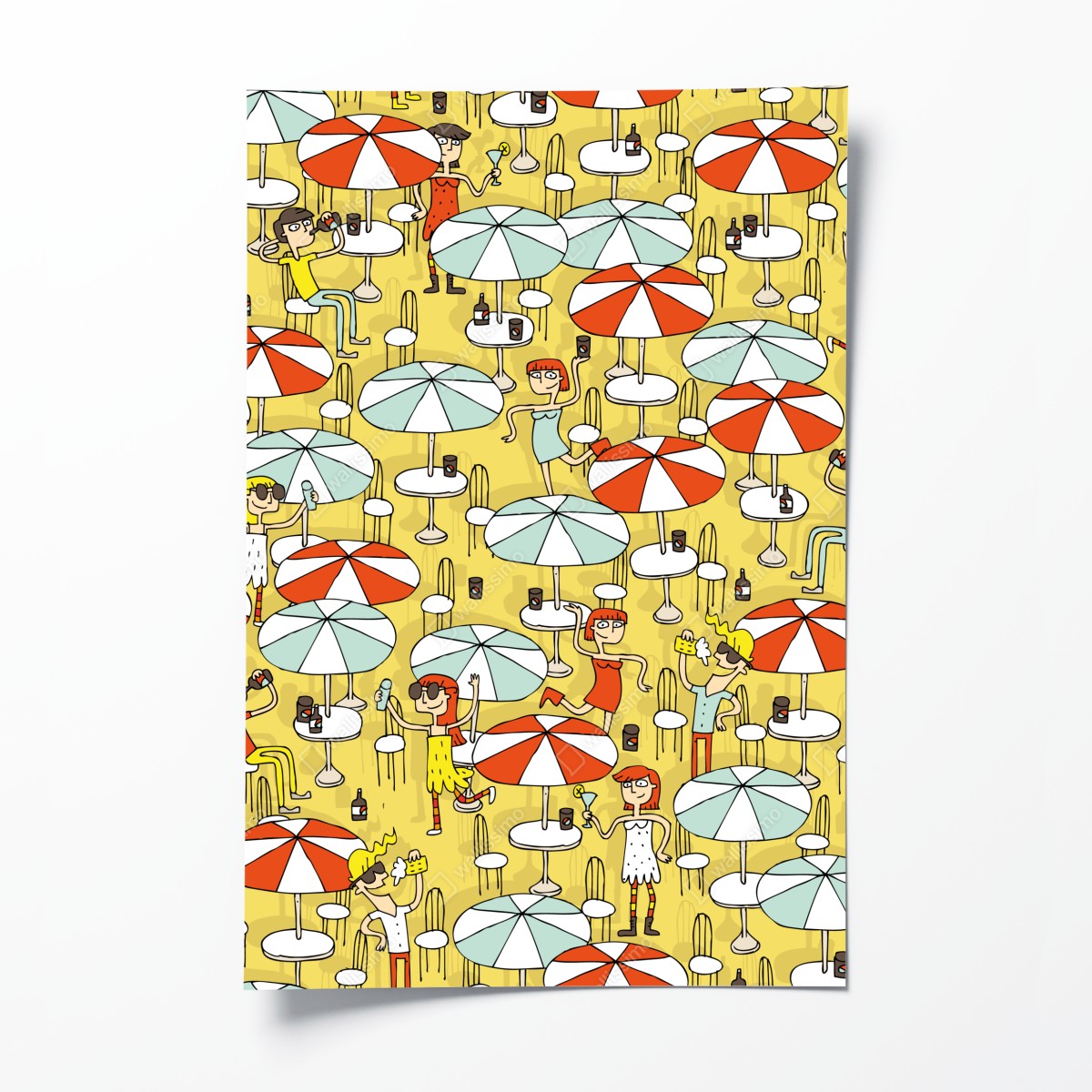 Poster sunny beach umbrellas pattern