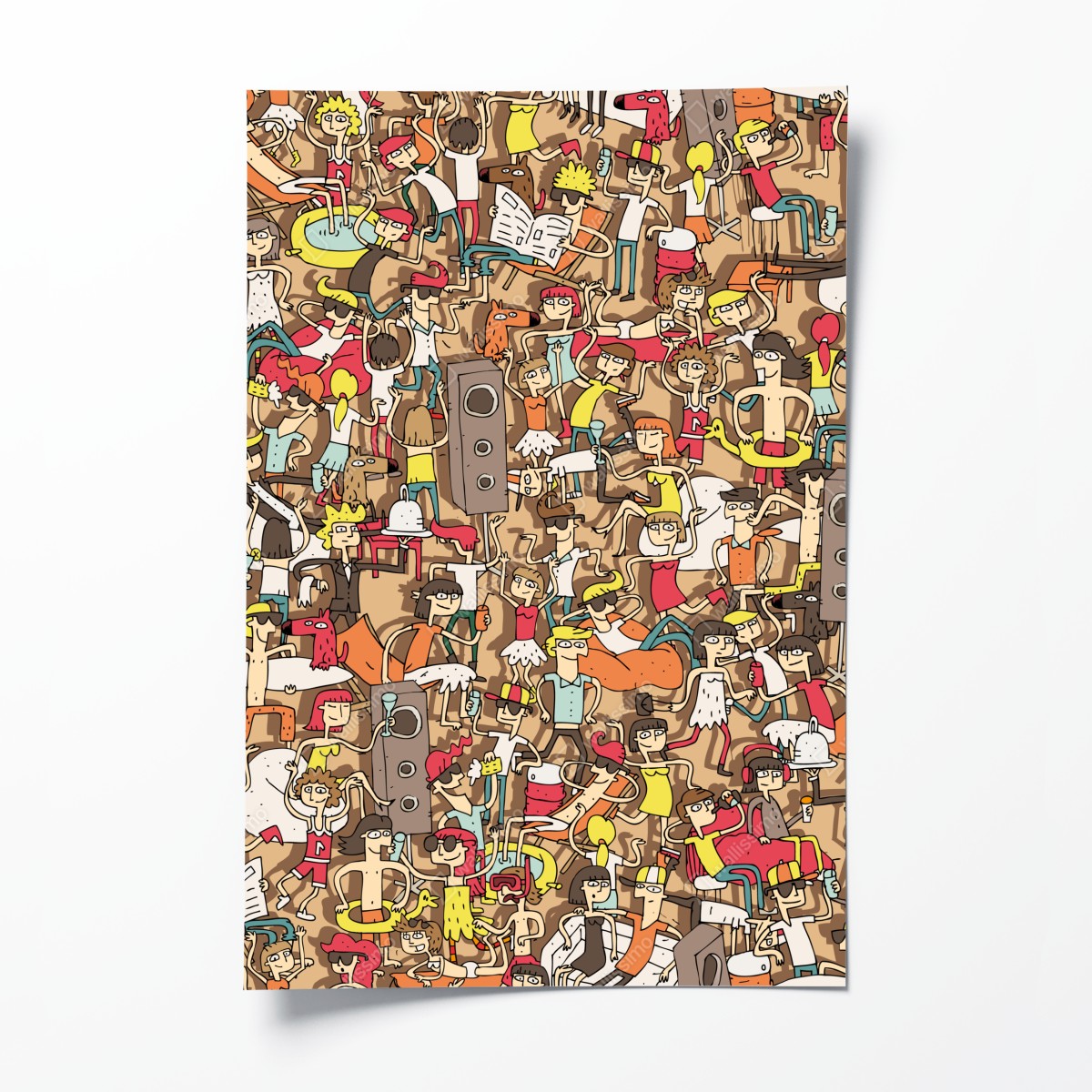 Poster playful crowd party pattern
