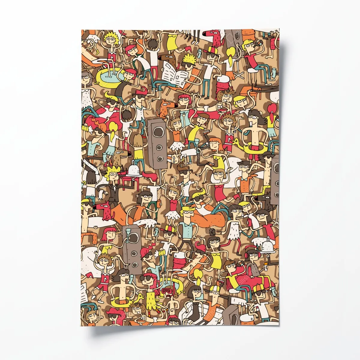 Plakat zabawny wzór tłumu na imprezie – Wallissimo® Plakat zabawny wzór tłumu na imprezie – Wallissimo®