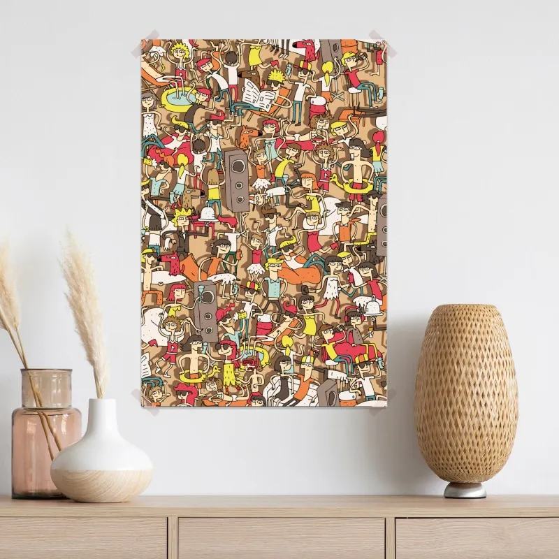 Plakat zabawny wzór tłumu na imprezie – Wallissimo® Plakat zabawny wzór tłumu na imprezie – Wallissimo®