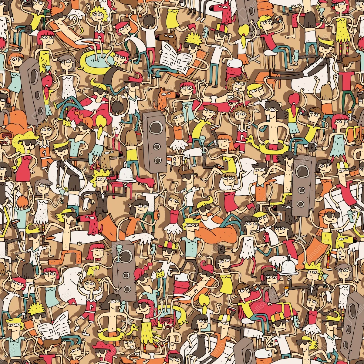 Plakat zabawny wzór tłumu na imprezie – Wallissimo® Plakat zabawny wzór tłumu na imprezie – Wallissimo®