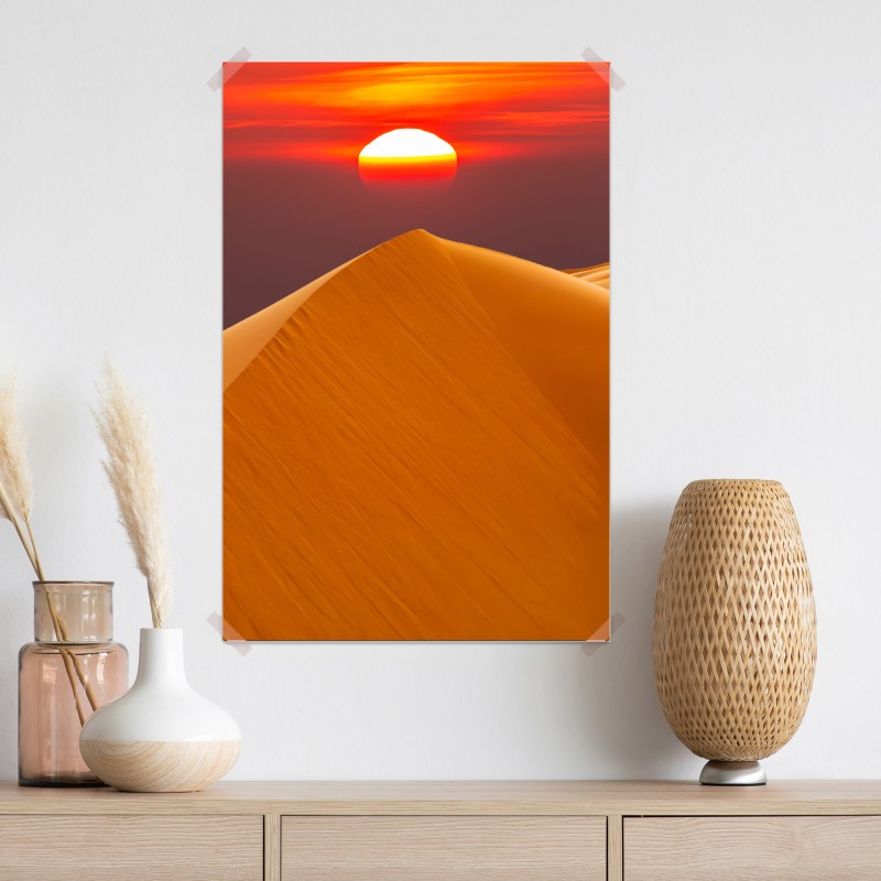 Plakat złoty zachód słońca nad wydmami pustyni – Wallissimo® Plakat złoty zachód słońca nad wydmami pustyni – Wallissimo®