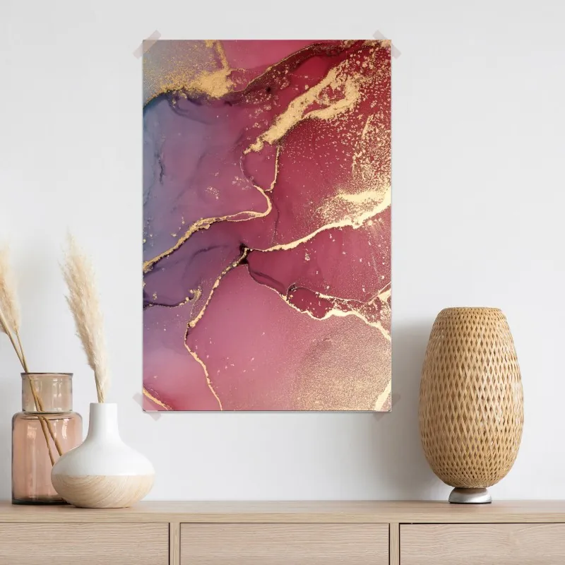 Plakat abstrakcyjne marmurowe tło w odcieniach turkusu i fioletu ze złotem – Wallissimo® Plakat abstrakcyjne marmurowe tło w odcieniach turkusu i fioletu ze złotem – Wallissimo®