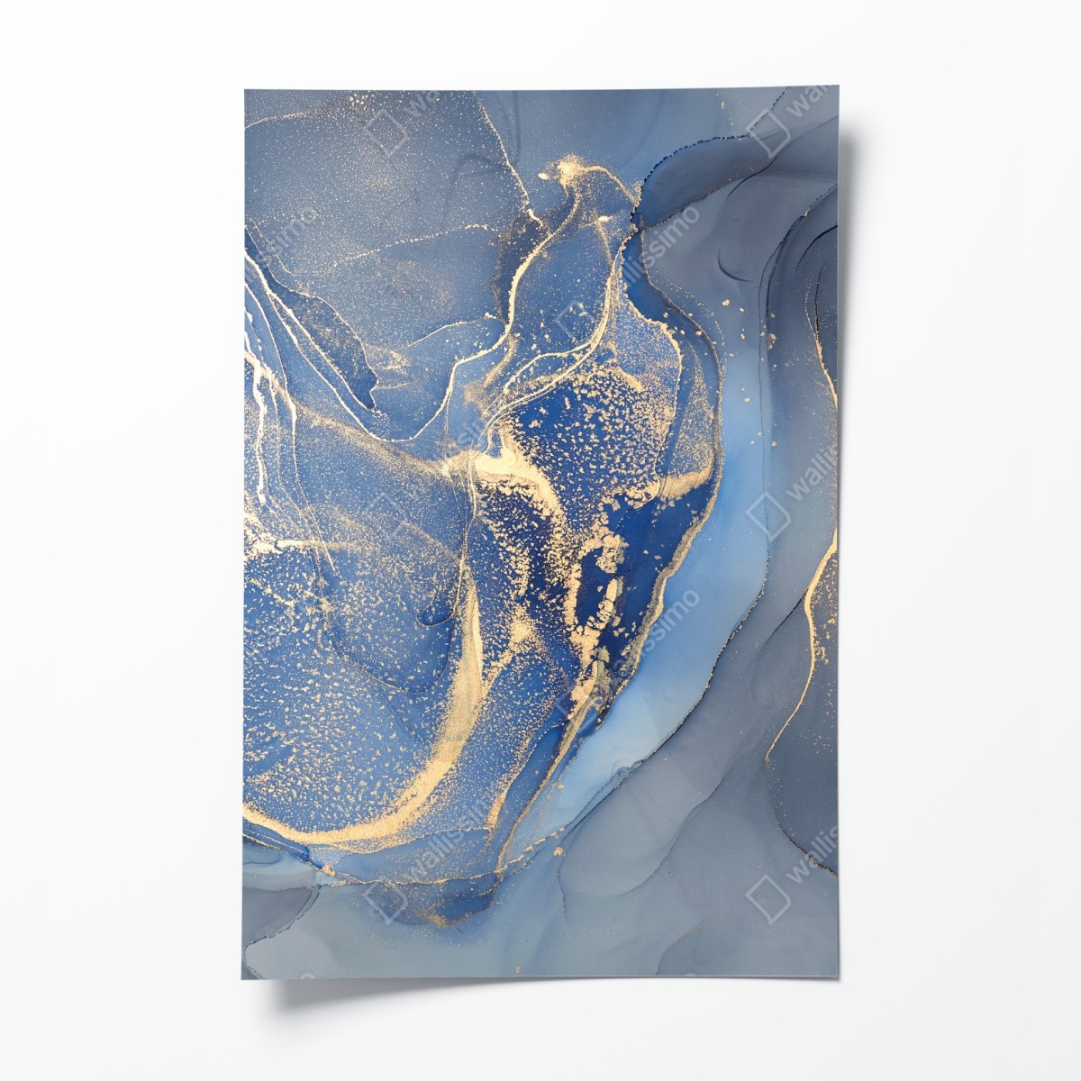 Poster ocean blue marble with gold veins