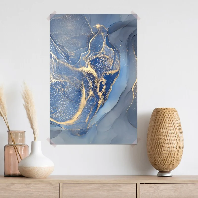 Plakat oceaniczny niebieski marmur ze złotymi żyłkami – Wallissimo® Plakat oceaniczny niebieski marmur ze złotymi żyłkami – Wallissimo®