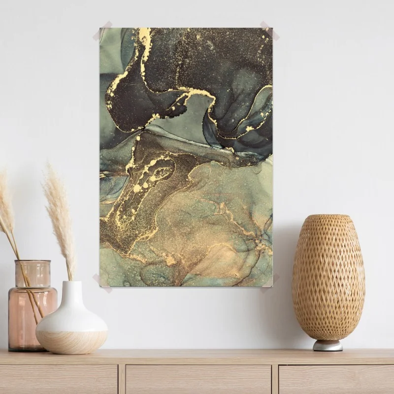 Plakat turkusowo-złota abstrakcja płynna – Wallissimo® Plakat turkusowo-złota abstrakcja płynna – Wallissimo®