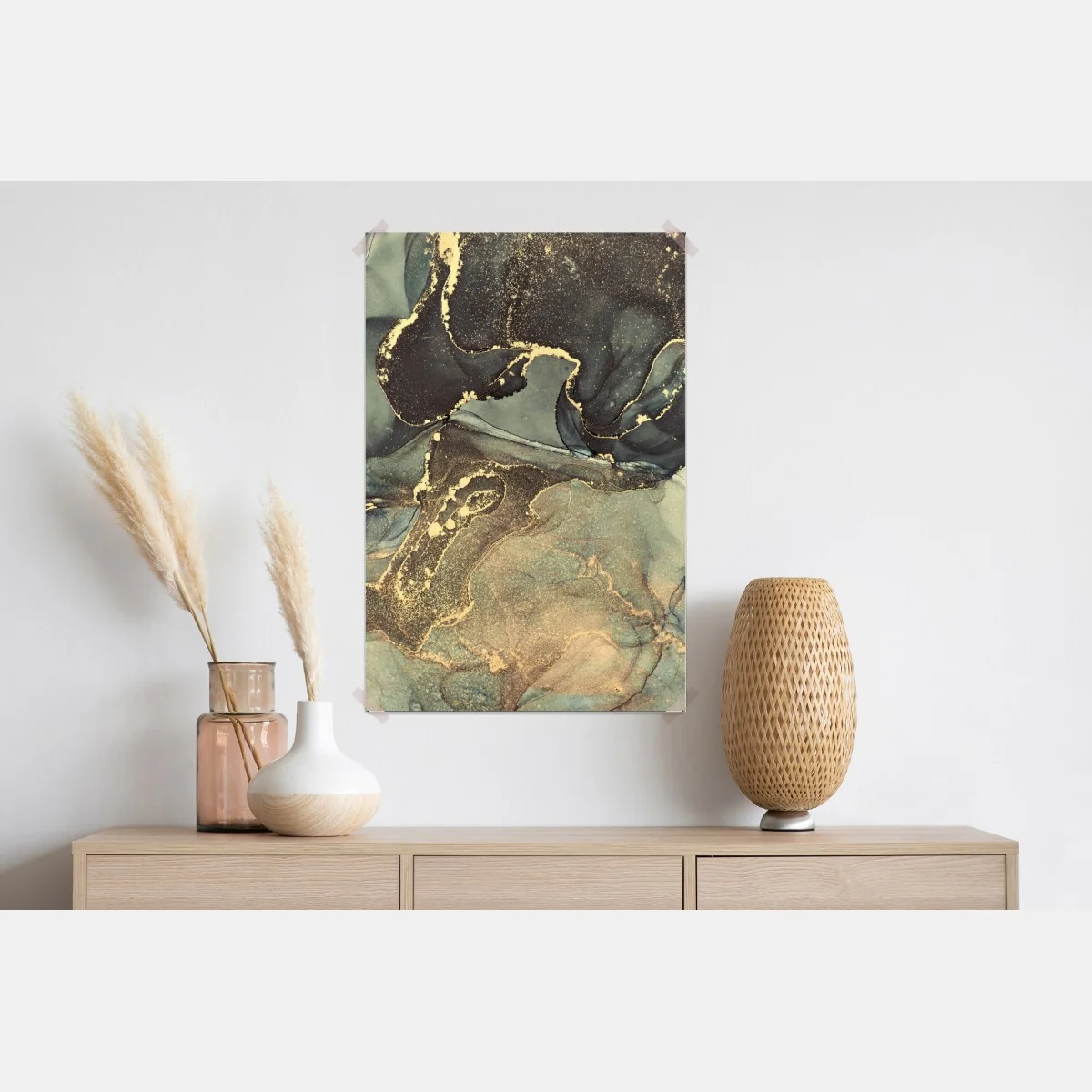 Plakat turkusowo-złota abstrakcja płynna – Wallissimo® Plakat turkusowo-złota abstrakcja płynna – Wallissimo®