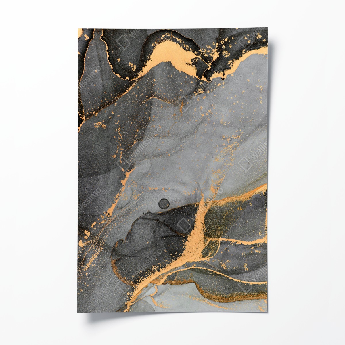 Poster smoky gray marble with gold veins