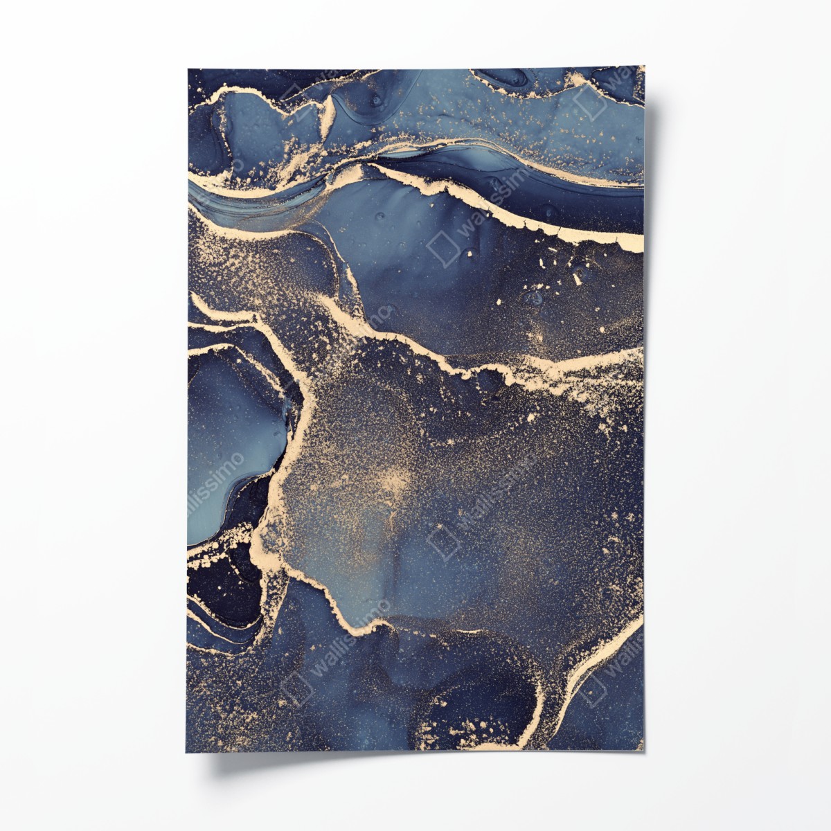 Poster dreamy navy and gold fluid art