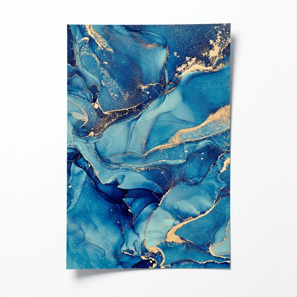 Plakat oceaniczny błękit i złote zawirowania – Wallissimo® Plakat oceaniczny błękit i złote zawirowania – Wallissimo®