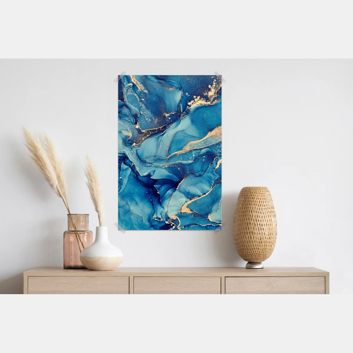 Plakat oceaniczny błękit i złote zawirowania – Wallissimo® Plakat oceaniczny błękit i złote zawirowania – Wallissimo®