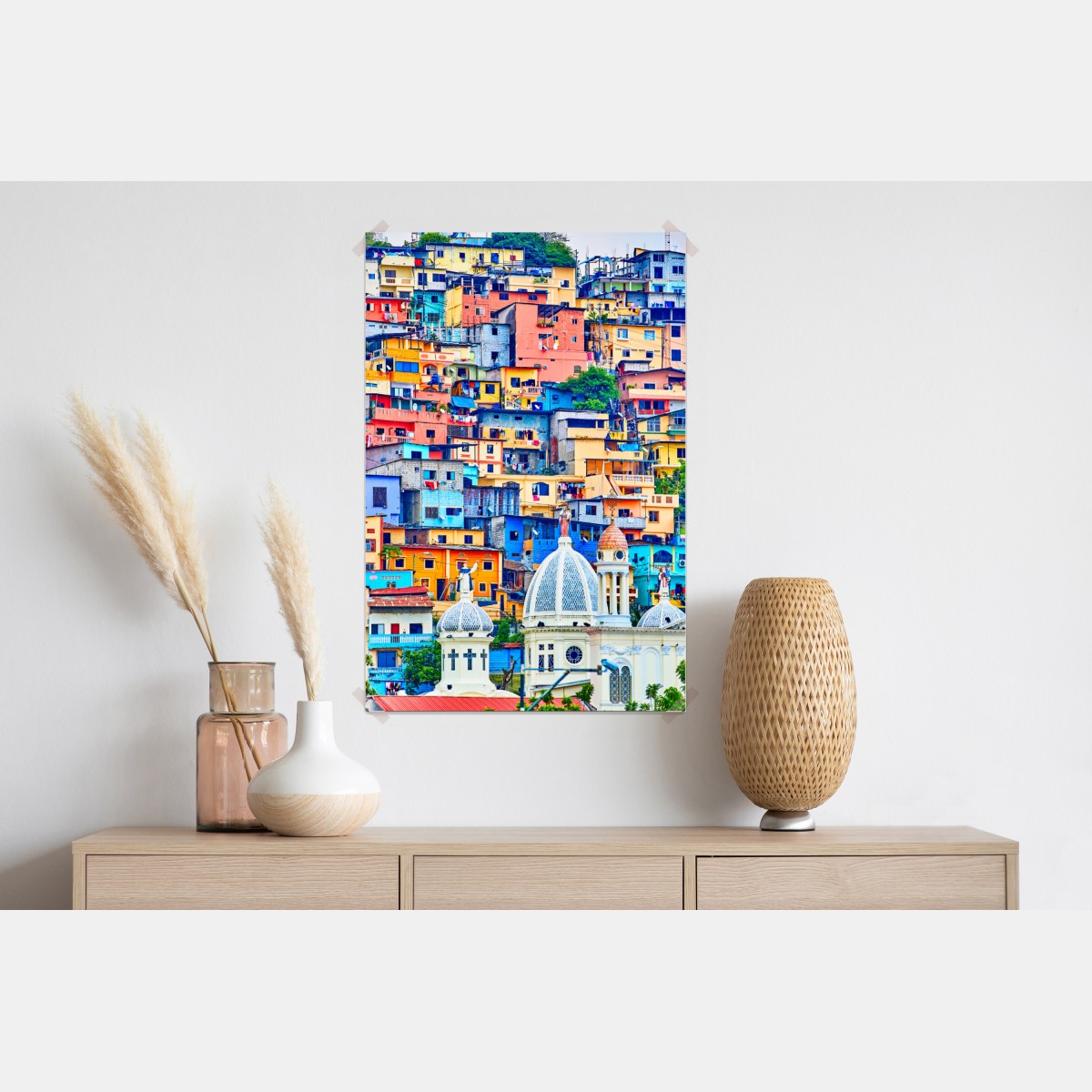Plakat kolorowe domy Las Peñas na wzgórzu Santa Ana, Guayaquil – Wallissimo® Plakat kolorowe domy Las Peñas na wzgórzu Santa Ana, Guayaquil – Wallissimo®