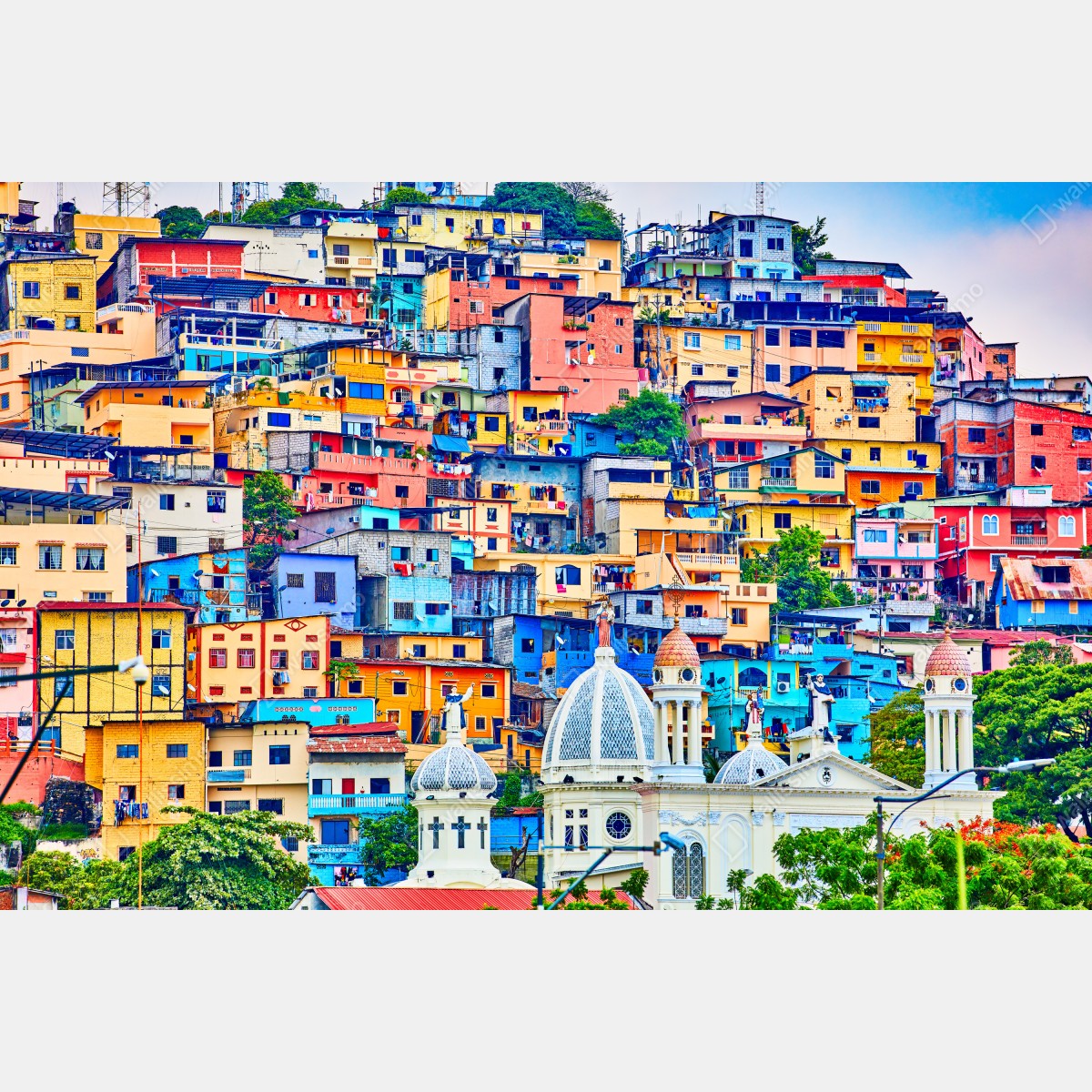 Plakat kolorowe domy Las Peñas na wzgórzu Santa Ana, Guayaquil – Wallissimo® Plakat kolorowe domy Las Peñas na wzgórzu Santa Ana, Guayaquil – Wallissimo®