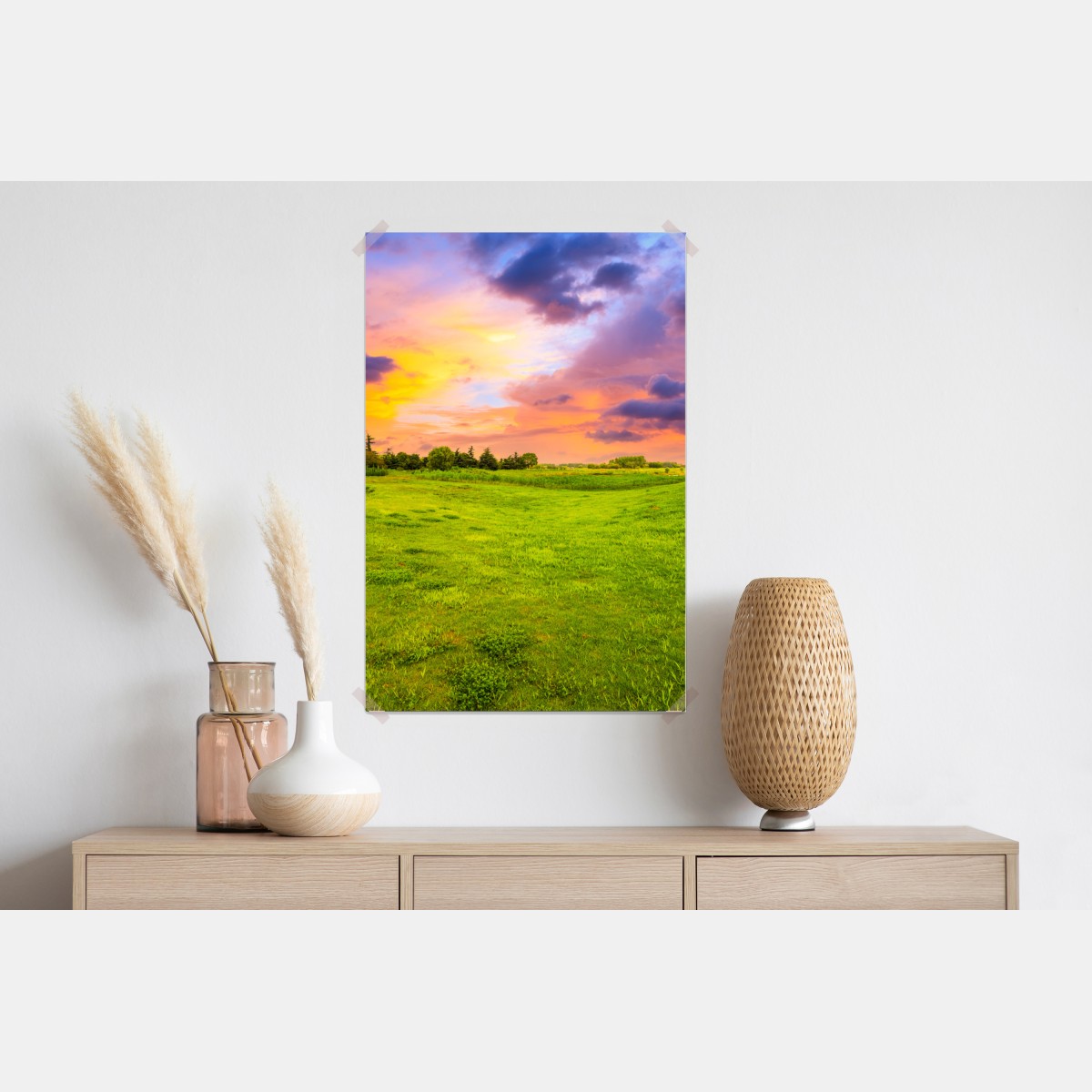 Plakat zachód słońca nad zieloną łąką – Wallissimo® Plakat zachód słońca nad zieloną łąką – Wallissimo®