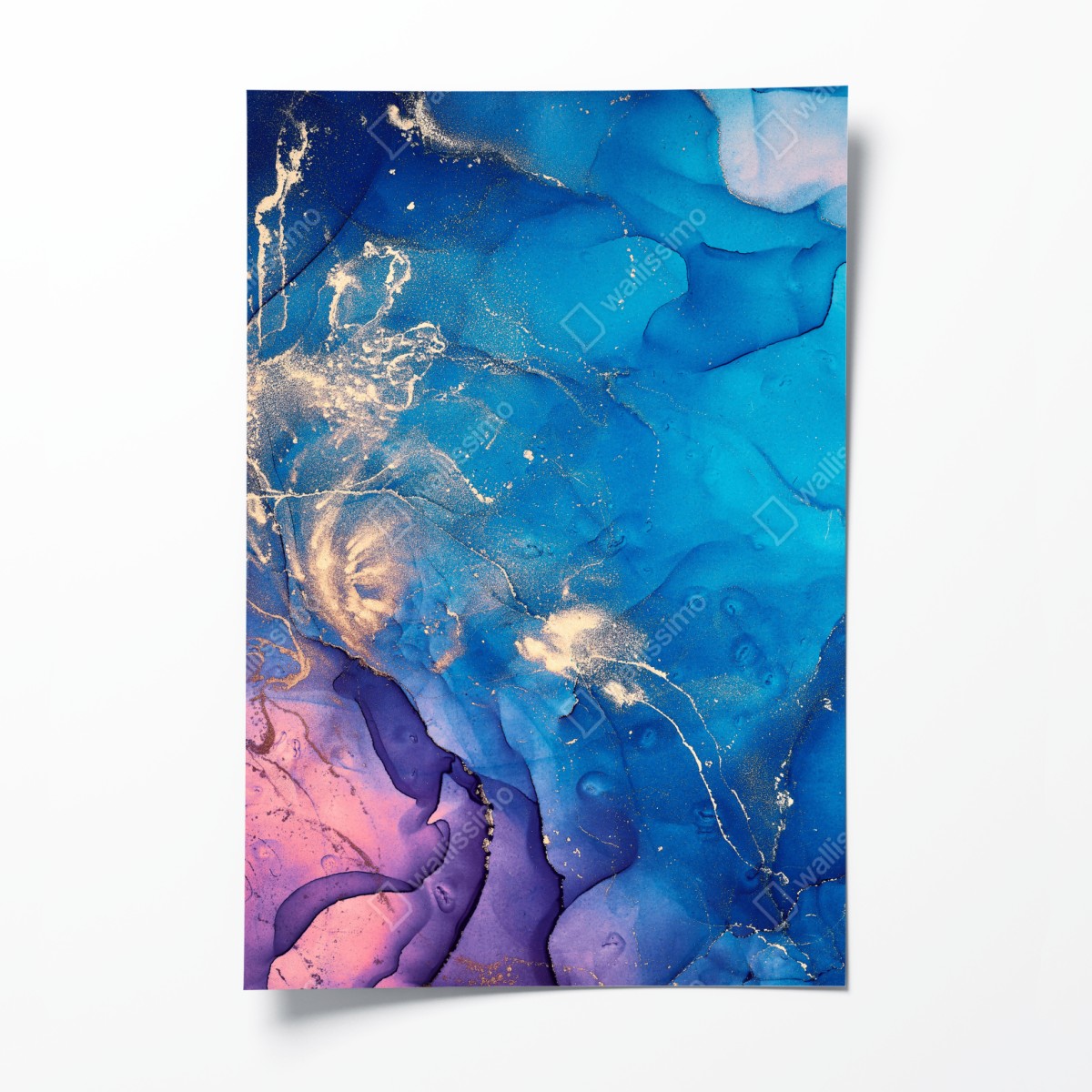 Poster ocean blue marble alcohol ink abstract