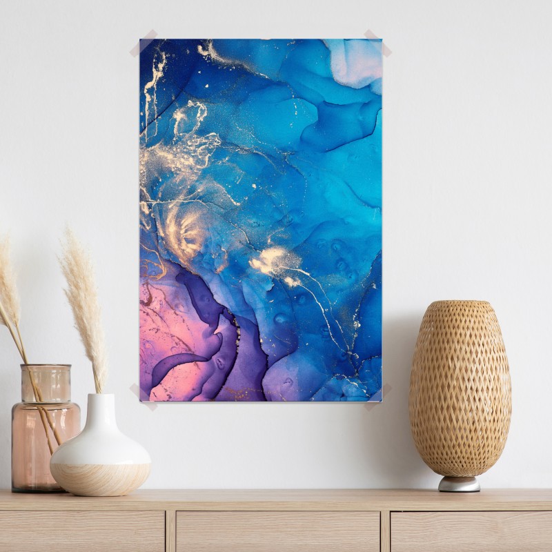 Plakat niebieska marmurowa abstrakcja z atramentu alkoholowego – Wallissimo® Plakat niebieska marmurowa abstrakcja z atramentu alkoholowego – Wallissimo®