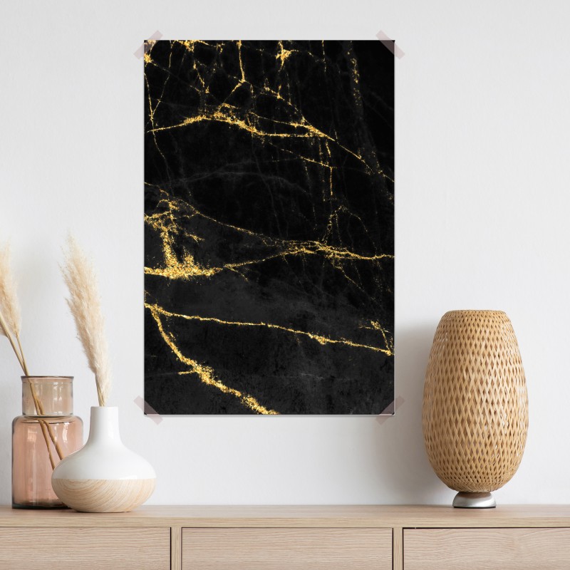 Plakat czarny marmur ze złotymi żyłami – Wallissimo® Plakat czarny marmur ze złotymi żyłami – Wallissimo®