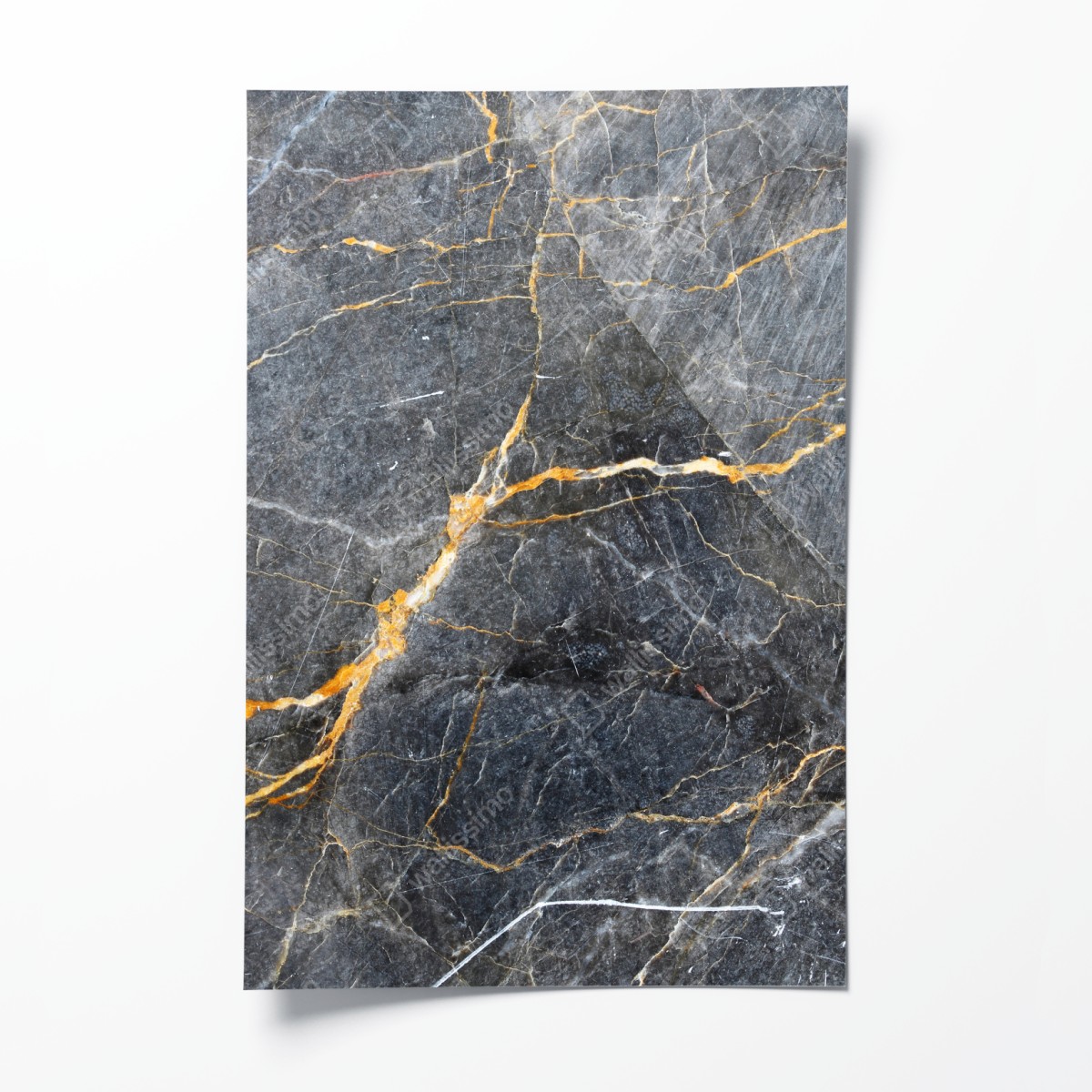 Poster dark gray marble with gold veins
