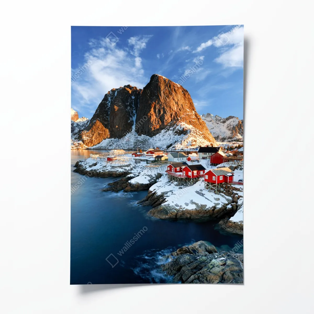 Plakat słoneczna wioska Hamnøy nad fiordem – Wallissimo® Plakat słoneczna wioska Hamnøy nad fiordem – Wallissimo®