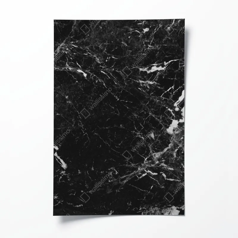 Plakat czarny marmur z białymi żyłkami