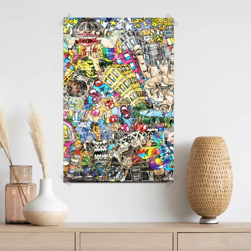 Plakat kolorowy miejski mural muzyczny – Wallissimo® Plakat kolorowy miejski mural muzyczny – Wallissimo®