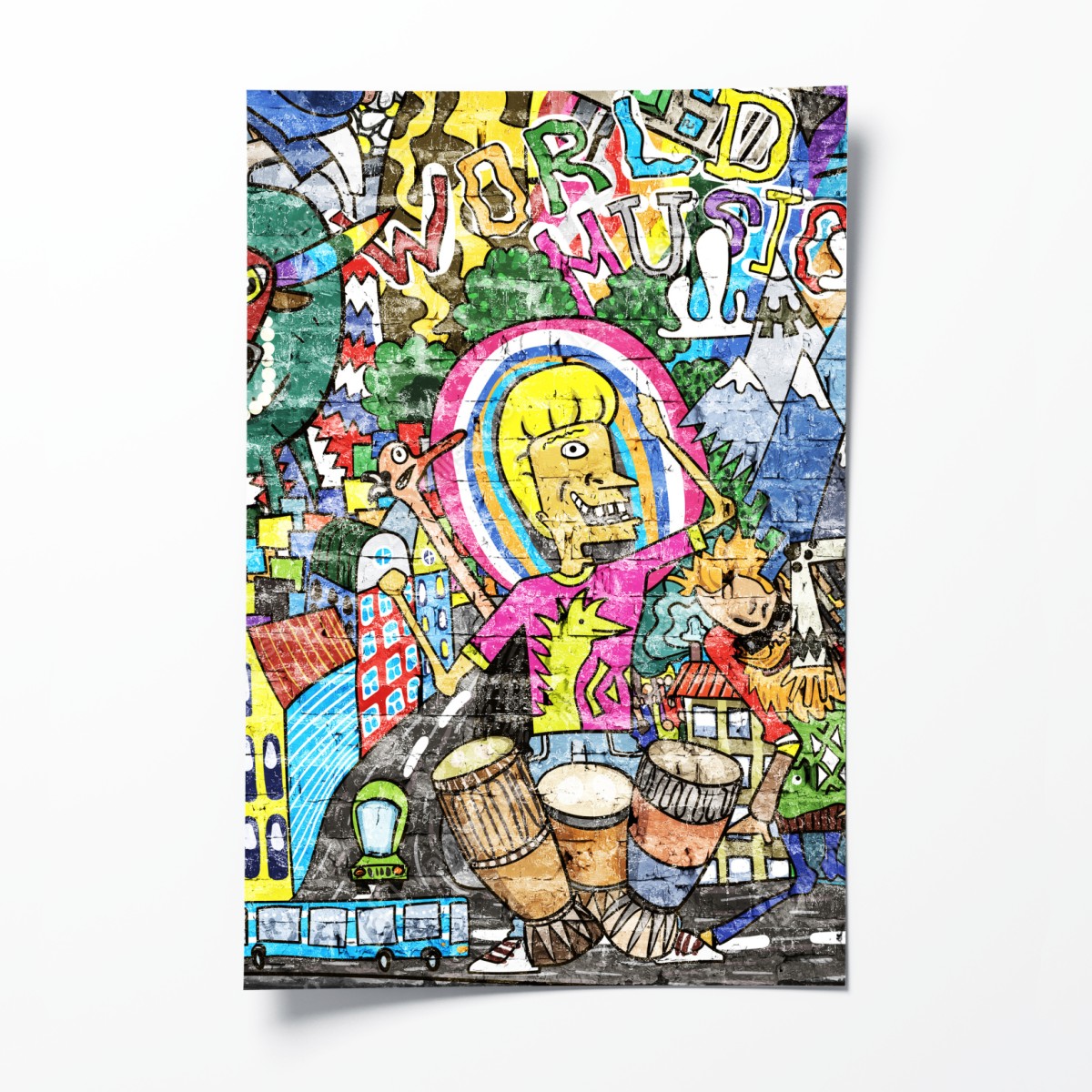 Poster colorful urban graffiti mural