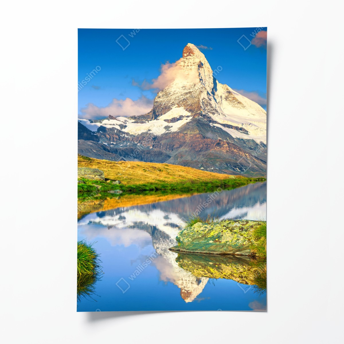 Poster majestic Matterhorn reflected in alpine lake