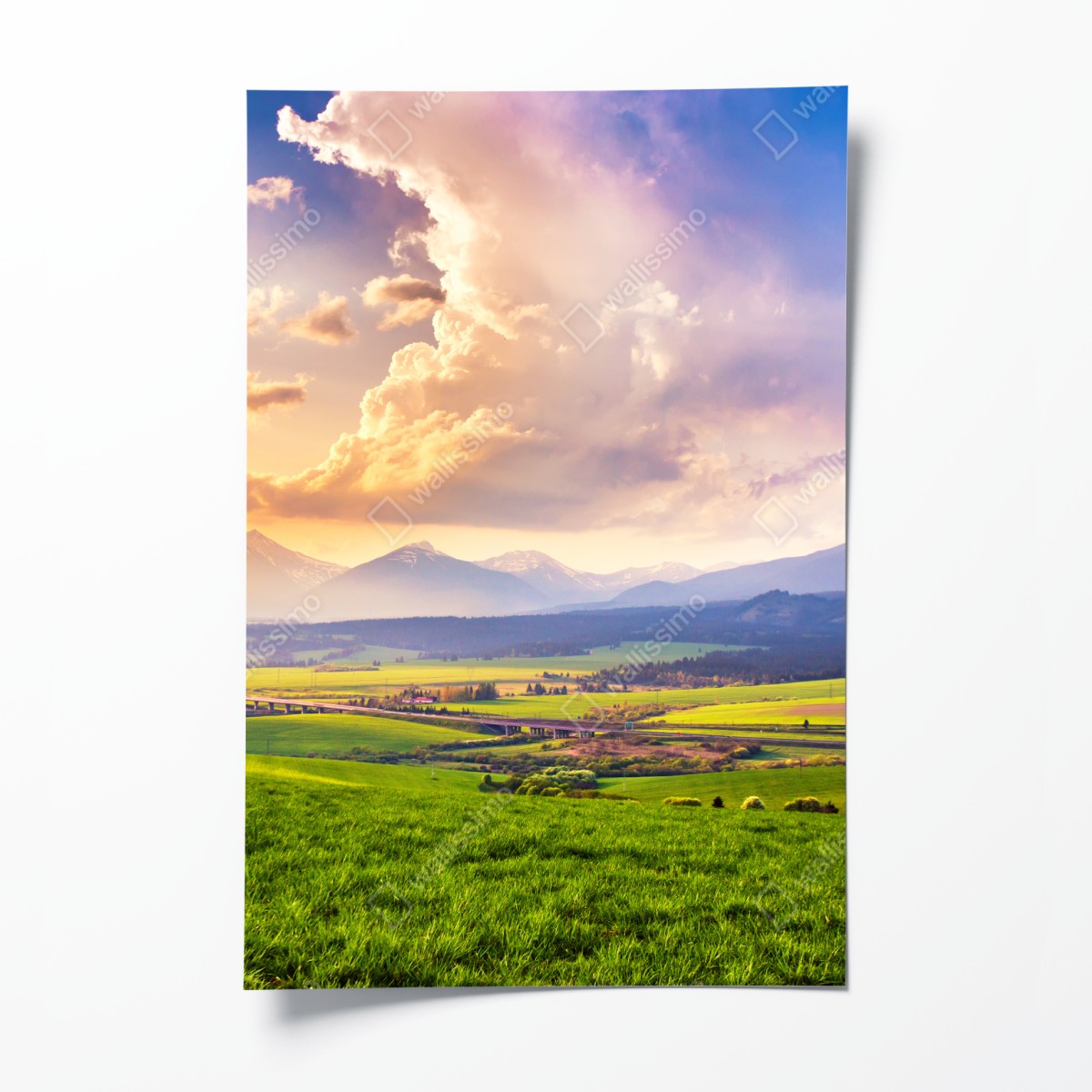 Poster spring mountain valley panorama, Tatras Slovakia